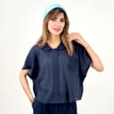شومیز 2 ردیف دکمه ریز تنسل گلس ریتزی کد61636